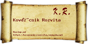 Kovácsik Rozvita névjegykártya